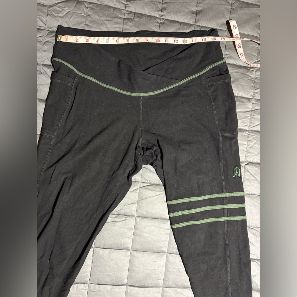 Coven Black Leggings with Green Stripes - Picture 4 of 9